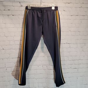 Zara Black Track Pants with Gold & Green Side Stripes